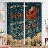 2pcs,2D plane printing Popular Curtain Panels Santa Sleigh & Snowflakes Polyester Fabric (without rod) Holiday for Bedroom,