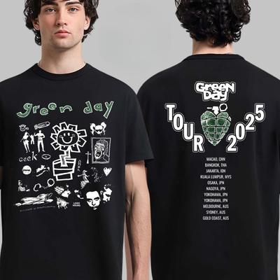 Новая футболка Green Day Riot Fest 2025 в Чикаго, Иллинойс, 21 сентября 2025 г. The Hot Dog Забавное искусство Двусторонняя футболка