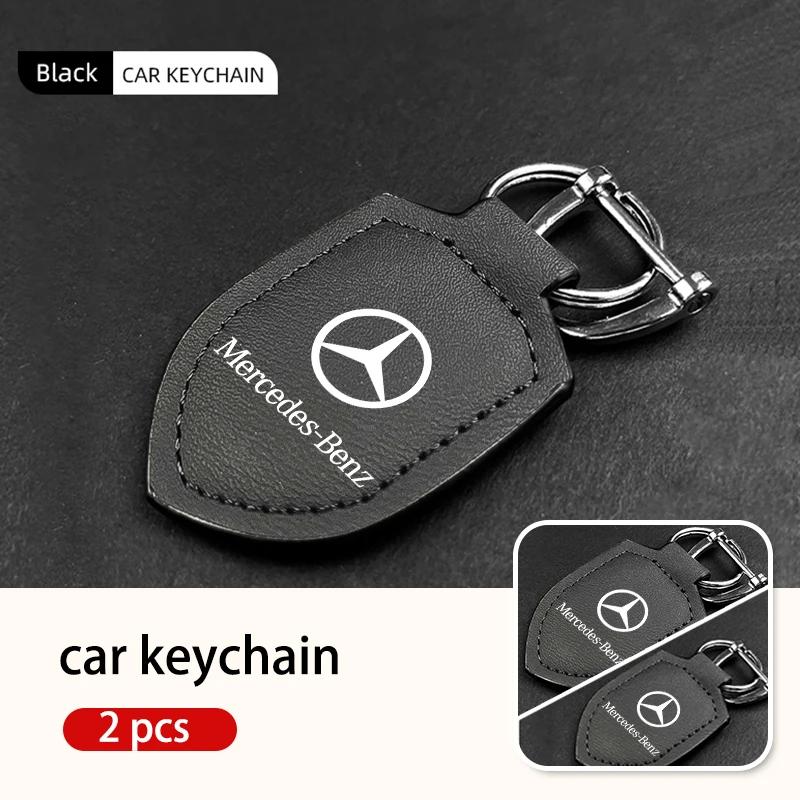 CDX1 Hot 2026 New For Benz Car Keychain Key Holder Shield Leather Key Rings Pendant For Mercedes Benz W202 W212 W126 W140 W168 W177 C