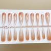 Exquisite Gradient Chestnut Cat Eye Nails: Chic Whitening False Nails Set