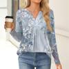 Women's Fashion Casual Long Sleeve Shirt Floral Printed V Neck Up Tops