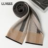 Pure Wool Men's Plaid Scarf Thickened Warm Men's Scarf Leisure Business Travel Autumn and Winter Tide