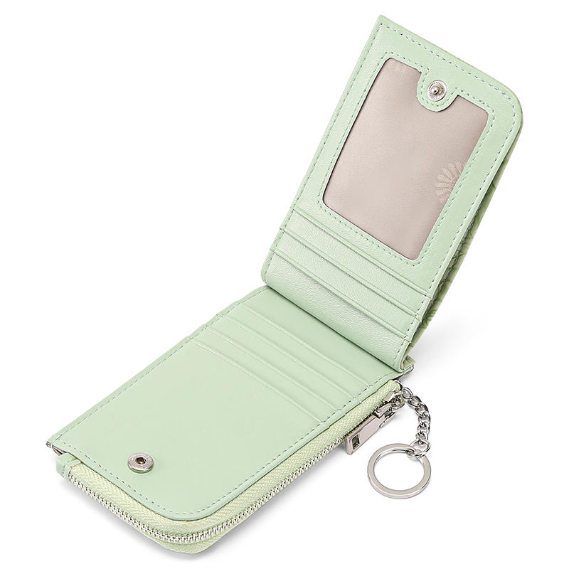 Card Holder Multiple Card Slots Zipper Card Bag Embossed Design Large Capacity Coin Purse Card Bag Wrist Strap Hand-Held Bag With Key Ring