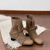 Retro niche strap short boots women's new autumn and winter new versatile thick heel small man height increase and thin short boots