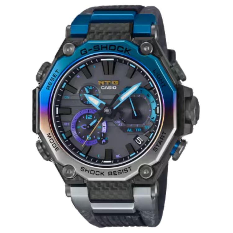 Casio MTG B2000 Водонепроницаемые до 200 м Солнечный Кварцевый Механизм Ремешок из Смолы Часы Мужские Часы Черный Циферблат MTG-B2000YST-1AJR
