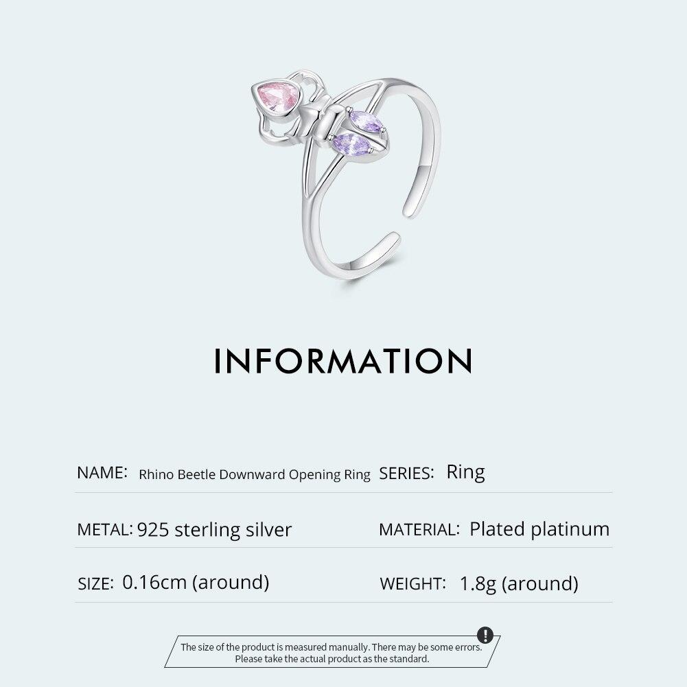 WOSTU Кольцо из стерлингового серебра 925 пробы с жуком-носорогом, регулируемое кольцо с насекомым для женщин, подарок на день рождения, ювелирные изделия