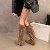Niche Pointed High-heeled Thin Boots Women's Shoes 2025 Spring and Autumn Winter Retro Suede Fringed Long Tube Knight Boots