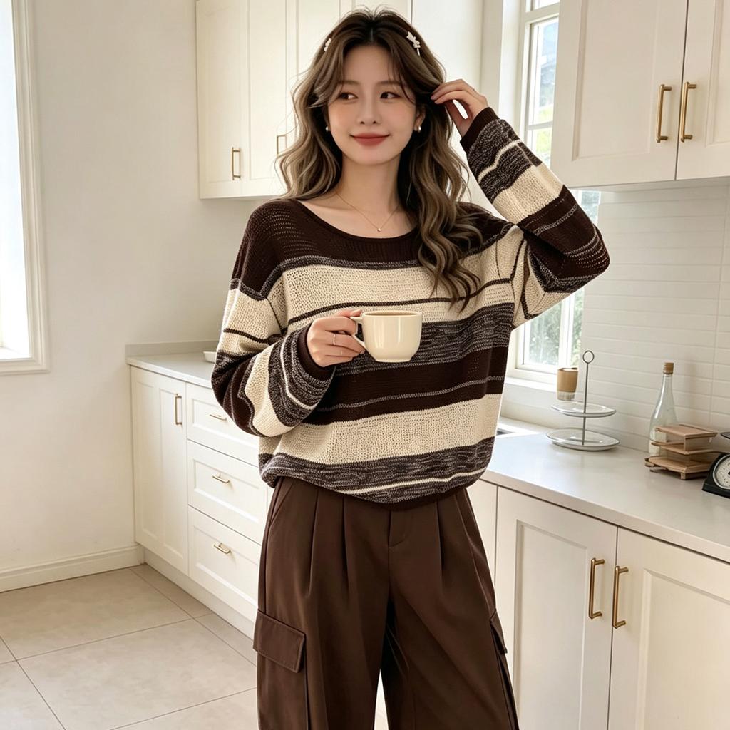 Women Autumn Winter Loose Knitted Sweater Soft Warm Long Sleeve Solid Color Casual Oversized Pullover Daily Streetwear Tops
