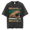I Want A Perfect Body I Want A Perfect Soul Tshirt Funny Japanese Style Capybara Vintage Washed T Shirt Men Oversized Tees Tops