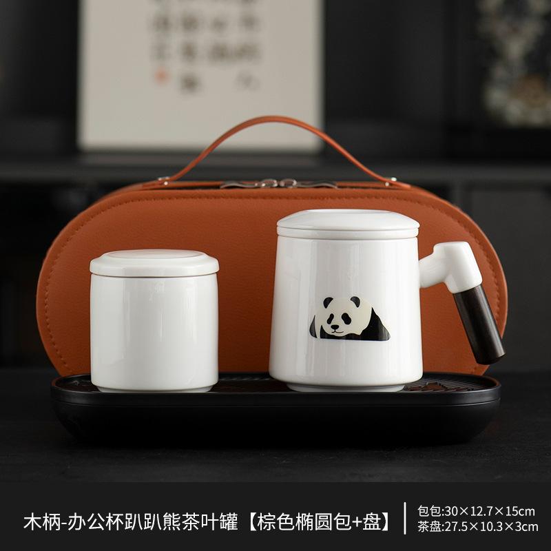 Panda ceramic office cup with lid and filter water cup cute ceramic mug gift box office household water cup