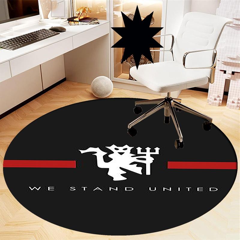 Manchester United Printed Round Rug Carpet Chair Rug Area Rug Entryway Doormats,for Office Chair Living Room Bedroom Kitchen Room.