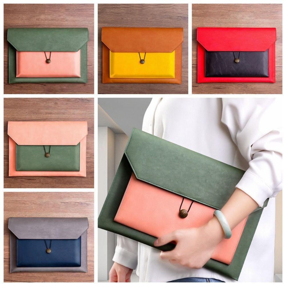 Thickening A4 Paper Leather File Bag Multi-function Data Business Pouch Ticket