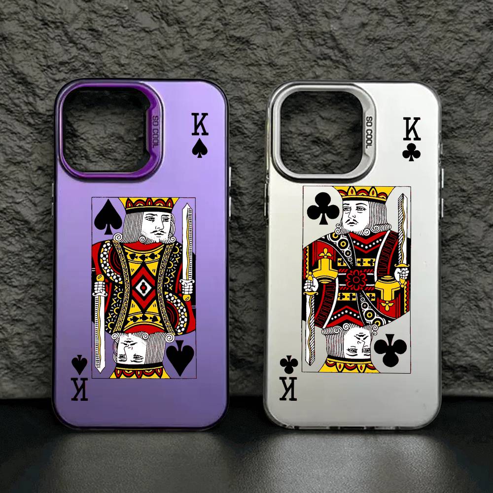 Модный Чехол для Телефона с Изображением Игральных Карт K Для IPhone 17 15 11 12 13 14 Pro Max 16E 17E 16 Air Plus Матовый Ударопрочный Чехол