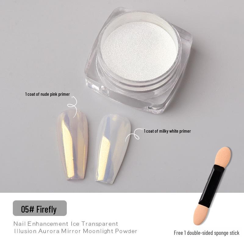 Маникюр с жемчужной пудрой Hailey Lux Satin: Свадебные ногти «Белый лунный свет»