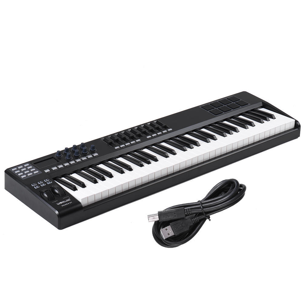 WORLDE PANDA61 Portable 61-Key USB MIDI Keyboard Controller 8 RGB Colorful Backlit Trigger Pads