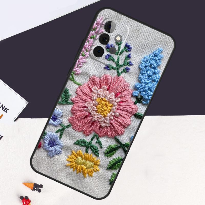 Чехол-вышивка с цветами для Samsung Galaxy A54 A34 A14 A52S A12 A22 A32 A52 A72 A13 A33 A53 A50 A51 A71