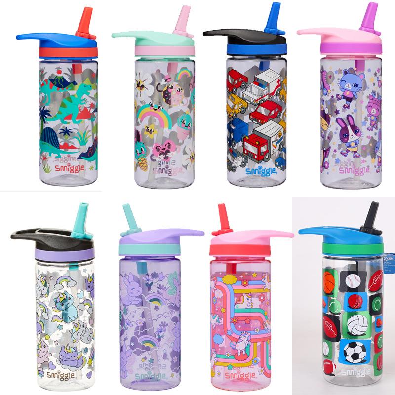 Smiggle Australia Silicone Spout Straw Water Bottle School Kids Tumbler Leakproof BPA-Free 400ml Fun Portable Hydration