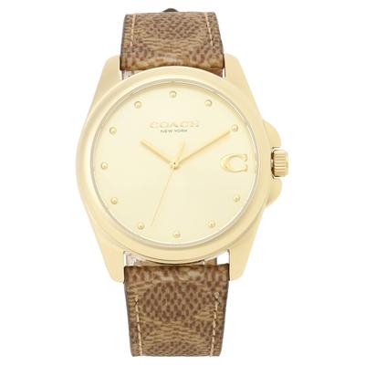 Часы GRASON Signature C Canvas 36 мм циферблат из желтого золота кварцевые часы 14504111 коричневые [Coach] женские [Товар]
