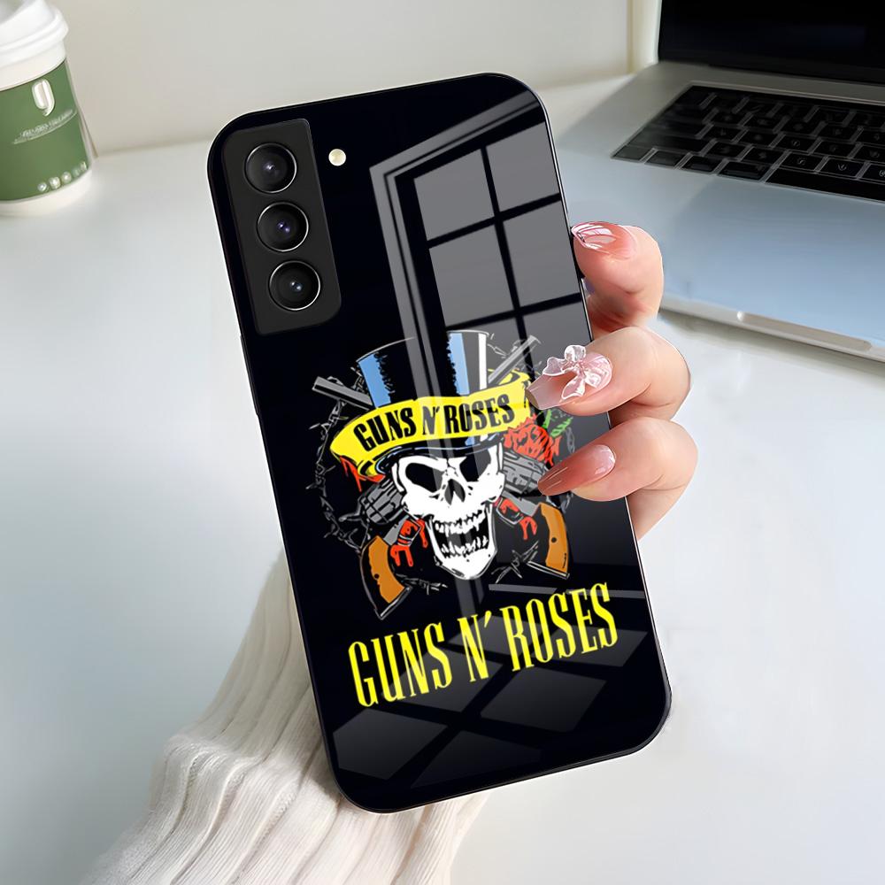 Чехол для телефона G-Guns N Roses для Samsung A56 A36 A26 A16 A15 A25 A35 A55 A14 A34 A24 A54 Стеклянный чехол