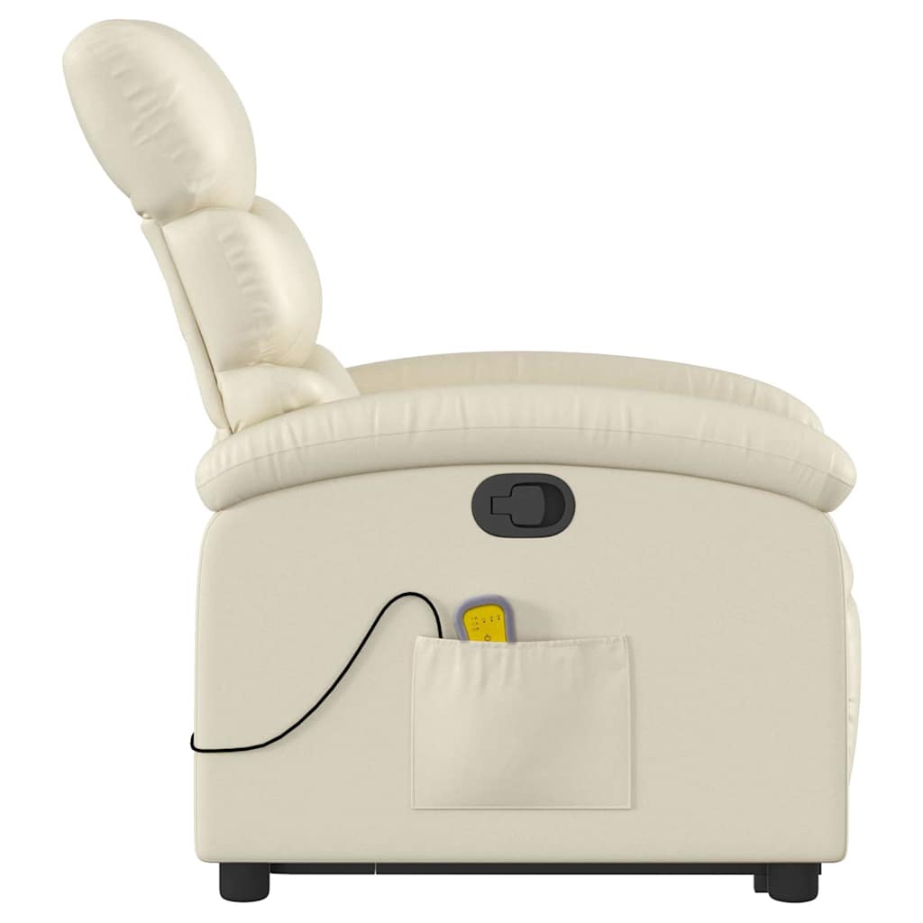 Massage Recliner with Rising Aid Cream Faux Leather