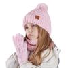 Kids Winter Hat Gloves Scarf Set Girls Boys Knit Hat with Pom Neck Warmer Mittens Set Toddlers Cold Weather Accessories for Kids 4-10 Years