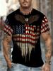 Print Short-Sleeve T-Shirt - Unisex American Flag Eagle Design Polyester Comfortable Breathable Men'S Fashion Casual Round Neck Print T-Shirt, 3D