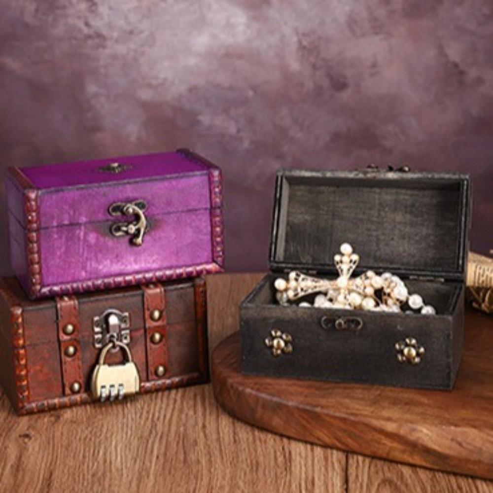 Wooden Multifunctional Treasure Chest Retro Style Collection Gift Box Gift