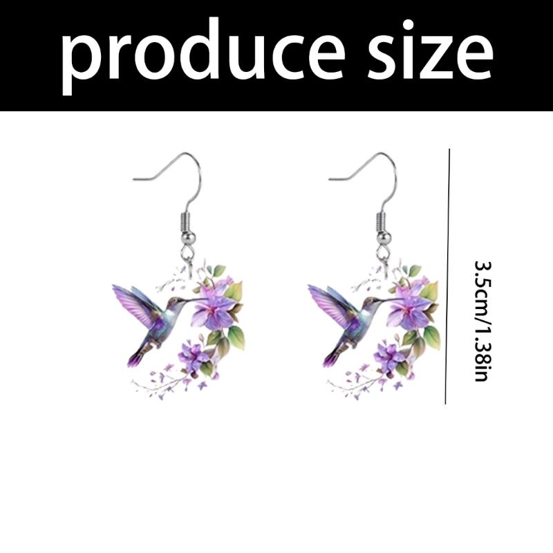 Модные висячие серьги с колибри и цветами из акрила. Идеально подходят для повседневного ношения и особых случаев