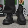 Мужские повседневные осенне-зимние ботинки черные модные оригинальные кожаные туфли для вечеринки, выпускного платья, ковбойские ботинки на платформе, крутые ботильоны, мужские
