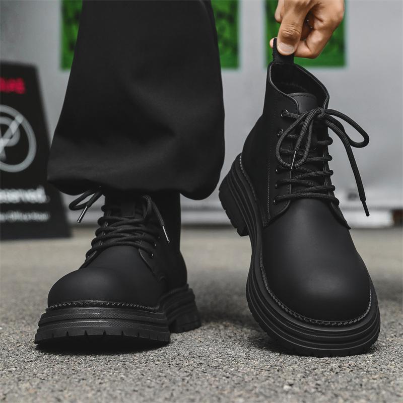 Мужские повседневные осенне-зимние ботинки черные модные оригинальные кожаные туфли для вечеринки, выпускного платья, ковбойские ботинки на платформе, крутые ботильоны, мужские