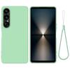 For Sony Xperia 1 VII Liquid Silicone Case Phone Back Cover with Hand Strap