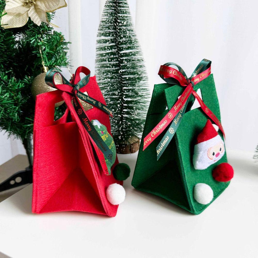 2PCS Thickened New Year Gift Bag Red Green Christmas Apple Bag Christmas Gift Bag Home Decoration