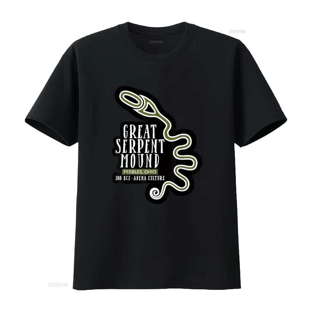 Футболка с принтом Great Serpent Mound винтажная стираная удобная мягкая модная дизайнерская одежда графический топ для повседневной носки