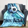 Name Custom Soccer Print Flannel Blanket High Quality Warm Comfortable Cover for All Seasons Perfect for Gifts Home Decor