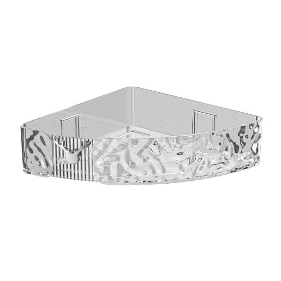 Стеллаж для хранения в ванной, настенная угловая полка, высокая несущая способность, большая вместимость, прозрачный держатель для макияжа, органайзер для душа