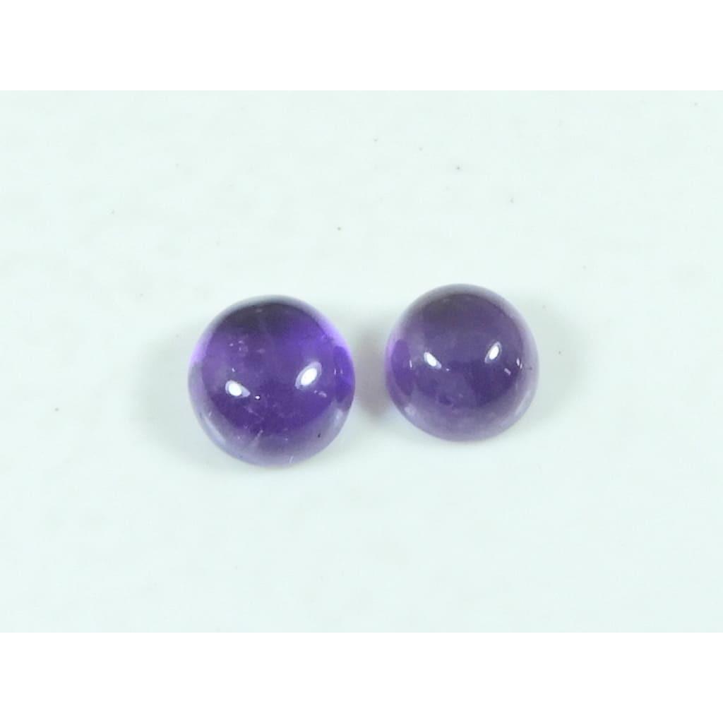 11X11MM Natural Amethyst Round Shape Cabochon Loose Gemstone 2Pcs Lot 13Cts. C-3673