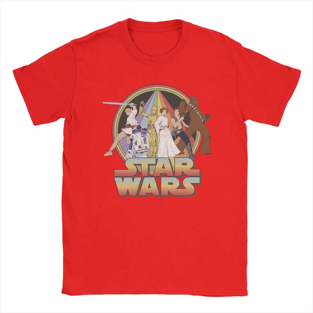 Star War Psychedelic Characters T-Shirts Men Disney Vintage Pure Cotton Tees Crew Neck Short Sleeve T Shirts Big Size Tops