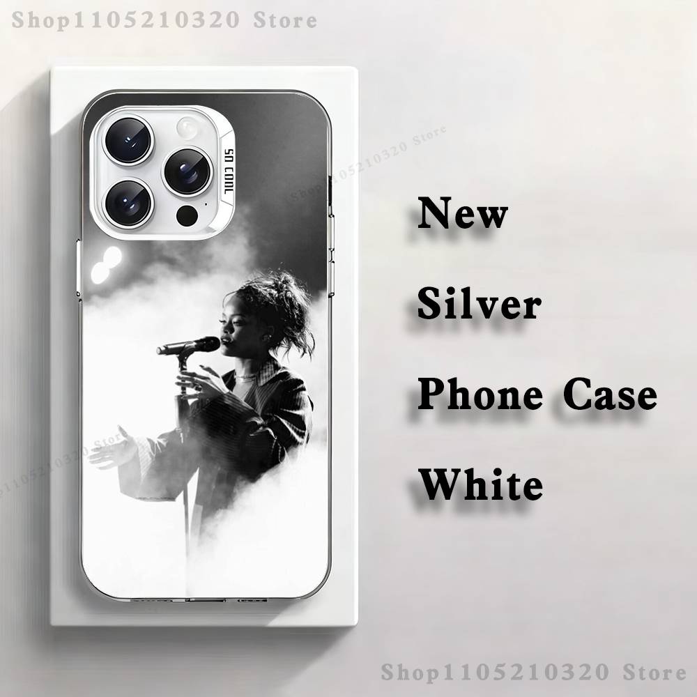 Pop Singer R-Rihanna Phone Case For iPhone 17,16,15,14,13,12,11,Mini,Pro,E,MAX White Matte Silicone Whtie Cover