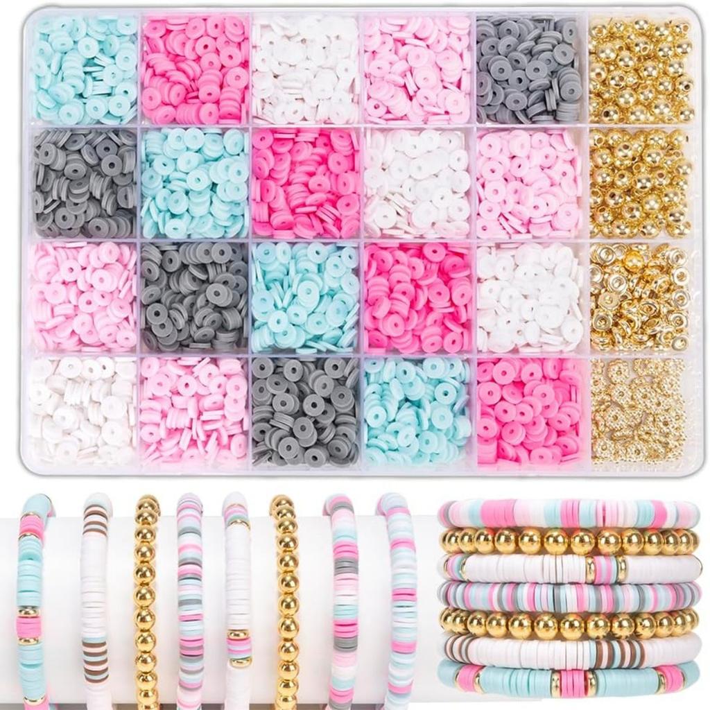 24 Grid Diy Soft Pottery Color Disc Set Decorative Beads, Handmade Bracelet Jewelry Accessories