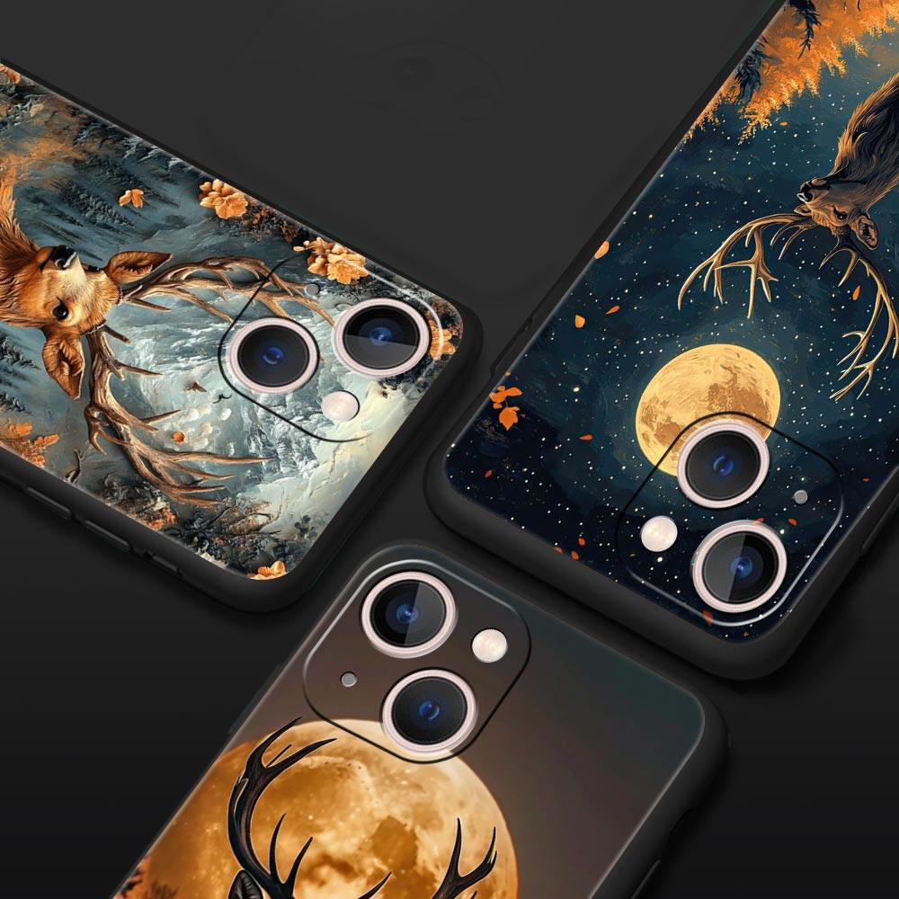 Чехол для телефона с рисунком оленя и личи для iPhone 17 16 15 14 13 12 11 Pro Max 17 Air Plus Ударопрочный Мягкий ТПУ Корпус Fundas Capas