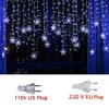 New 3M Christmas Light  Snowflake Curtain Icicle Fairy String Lights Outdoor Garland  Party Garden 2024  Year Decoration