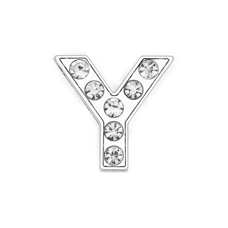 High Quality Bling Rhinestone Slide Letter Charms Stainless Steel with 10mm Hole for Pet Collars for Dogs A-Z 26 Letters