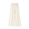 Summer casual wide-leg jeans women's loose solid color non-elastic long breathable thin apricot jeans casual pants
