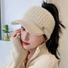 Autumn And Winter Hollow Top Hat All-Match Knitted Wool Hat Plus Velvet Thick Warm Ear Protection Hat For Women
