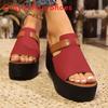 Summer Womens One Word Slides With Thick Pu Upper And Rubber Sole For Casual Wear