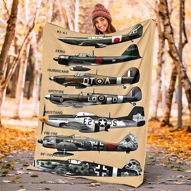 Aircraft Flannel Blanket Soft Warm All-Season Throw, Design for Camping, Car Travel, Hiking Sofa, Bed, Office Perfect Gift for Parties