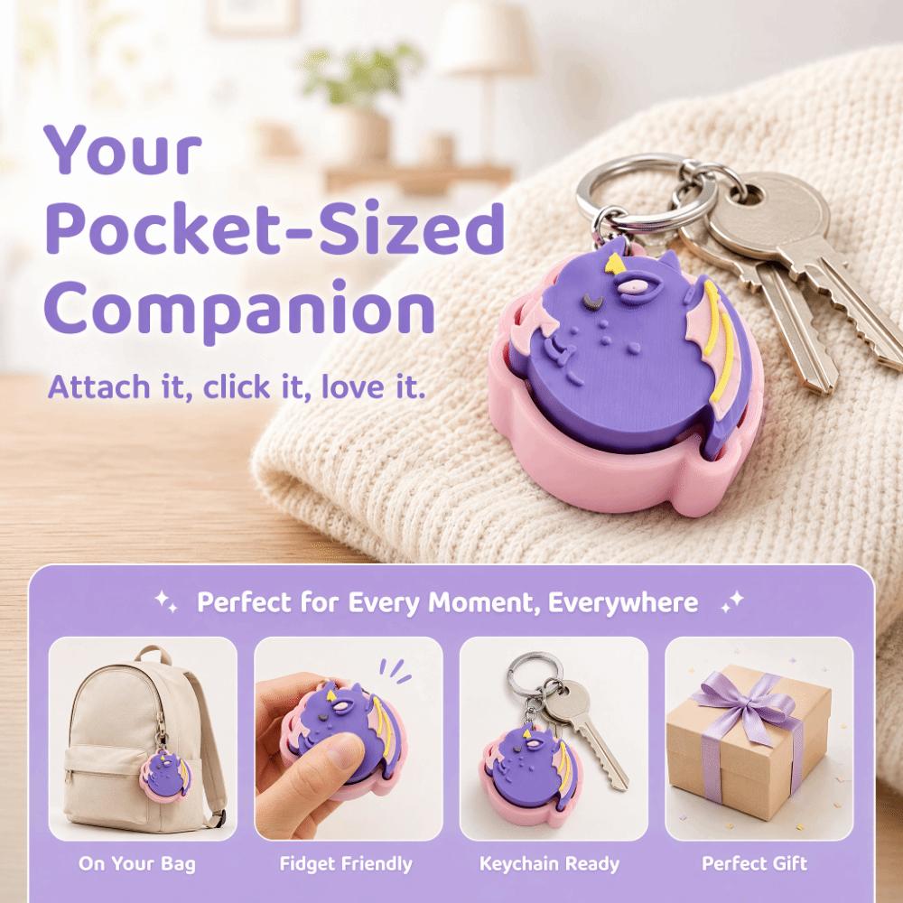 3D Printed Fantasy Flying Dragon Clicker Keychain Decompression Button Toy Party Favor