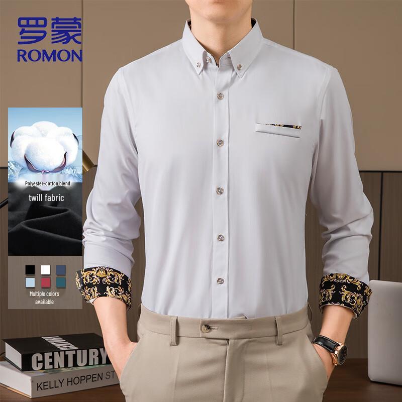ROMON Мужская рубашка с длинным рукавом в стиле business casual