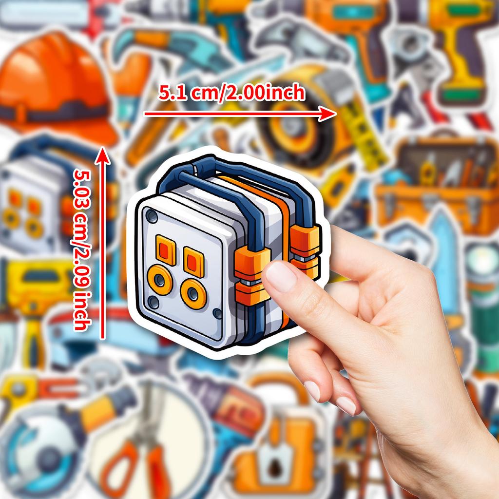 50 шт. Наклейки-граффити для ящика с инструментами - Мультяшные топор и пила, водонепроницаемые наклейки для декора багажа и скейтборда
