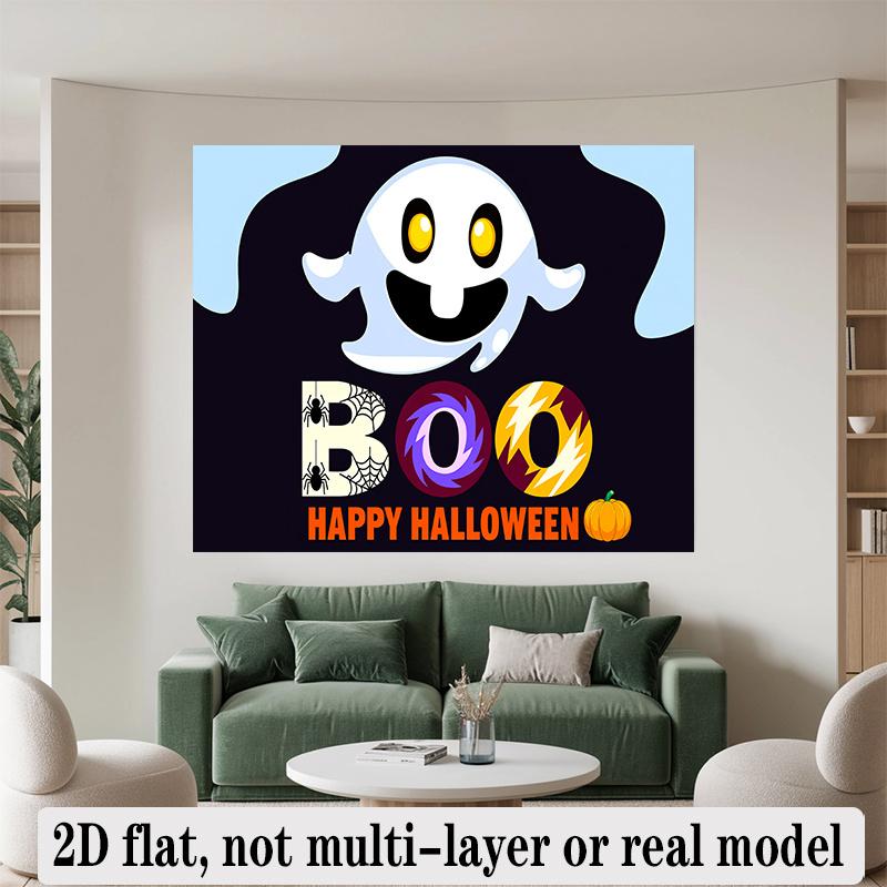 Halloween Backdrop Cartoon Ghost Boo Polyester Party Wall Decor